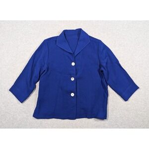 Fridaze Women Top Medium 100% Linen Minimalist Pearl Buttons‎ 3/4 Sleeve